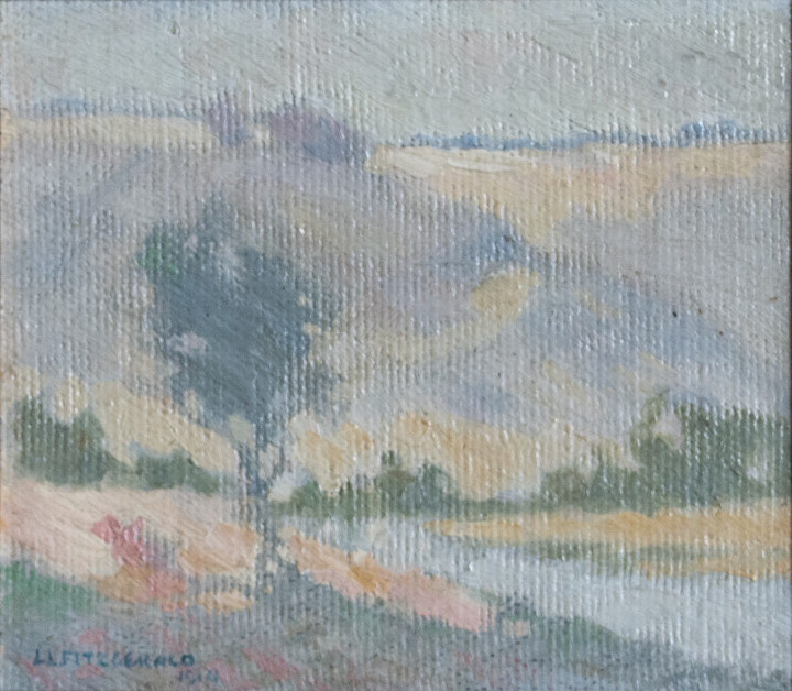 Lionel LeMoine FitzGerald Manitoba Landscape, 1914 Oil on board 4 1/2 x 5 1/2 in 11.4 x 14 cm