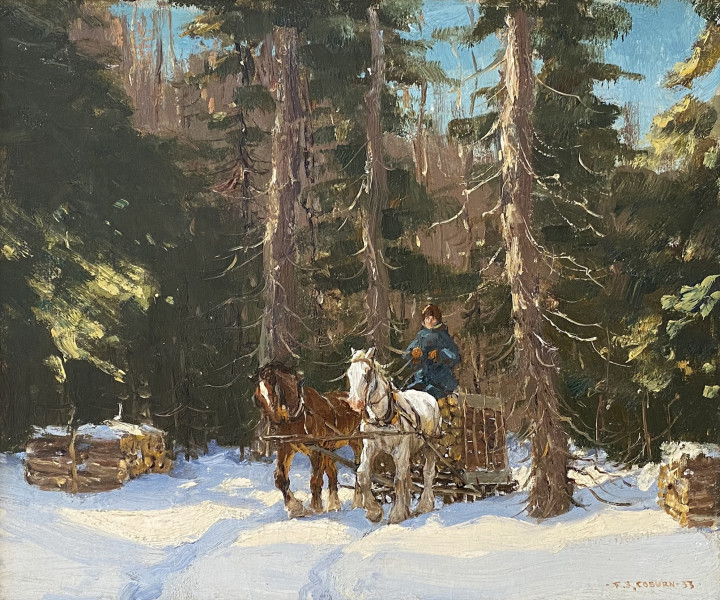 Frederick Simpson Coburn Logging in Winter, 1933 Oil on canvas 12 x 14 in 30.5 x 35.6 cm