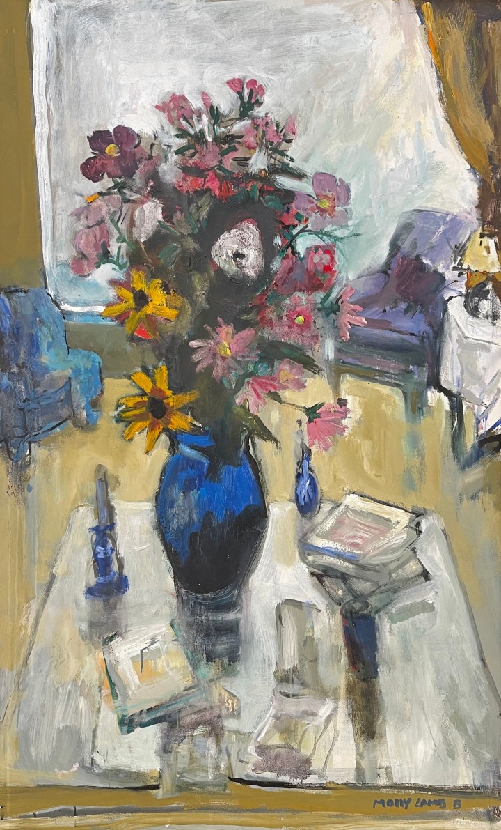 Molly Lamb Bobak Interior Still Life Oil on canvas 48 x 30 in 121.9 x 76.2 cm