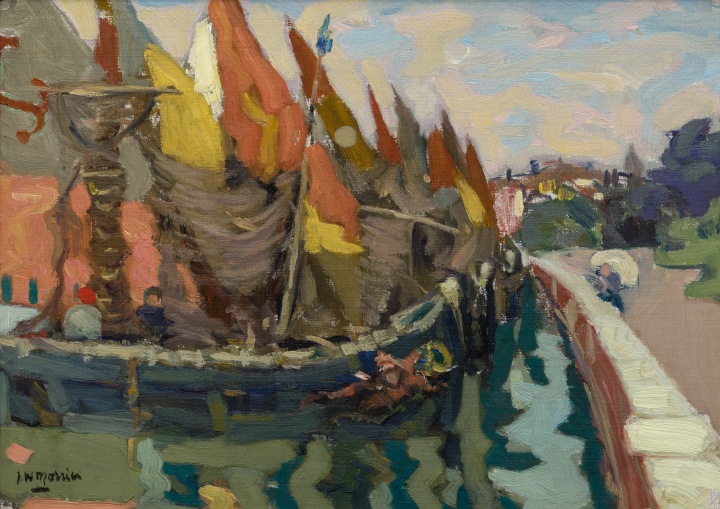 James Wilson Morrice Fishing Boats Near the Public Gardens, Venice, 1894 (circa) Oil on canvas on board 9 x 12 1/2 in 22.9 x 31.8 cm This work will be included in the James Wilson Morrice Catalogue Raisonné being compiled by Lucie Dorais.