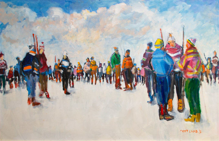 Molly Lamb Bobak Skiers, 1992 Oil on canvas 24 x 36 in 61 x 91.4 cm
