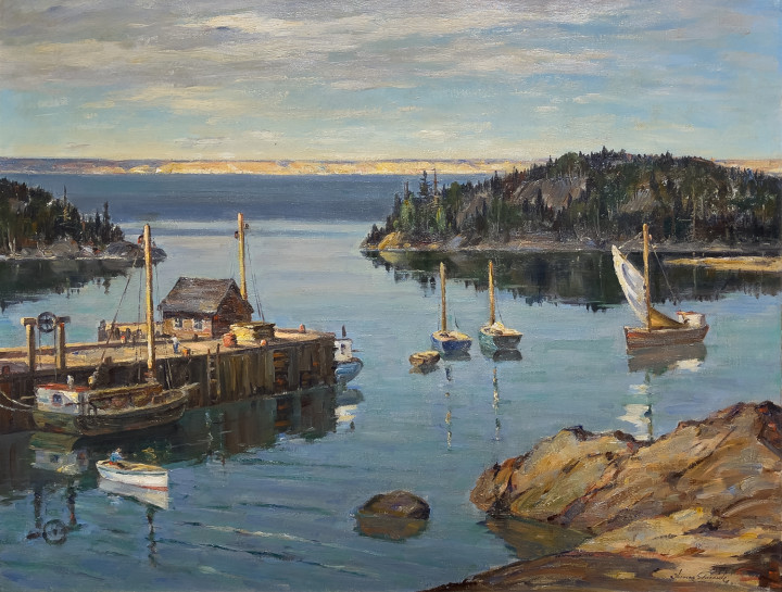 Thomas H. Garside The Wharf, Bic, Quebec Oil on canvas 28 x 36 in 71.1 x 91.4 cm