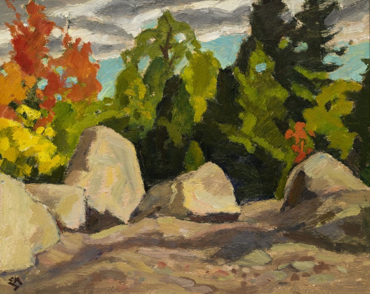 Edwin Holgate The Gravel Pit, 1965 Oil on panel 8 1/2 x 10 1/2 in 21.6 x 26.7 cm