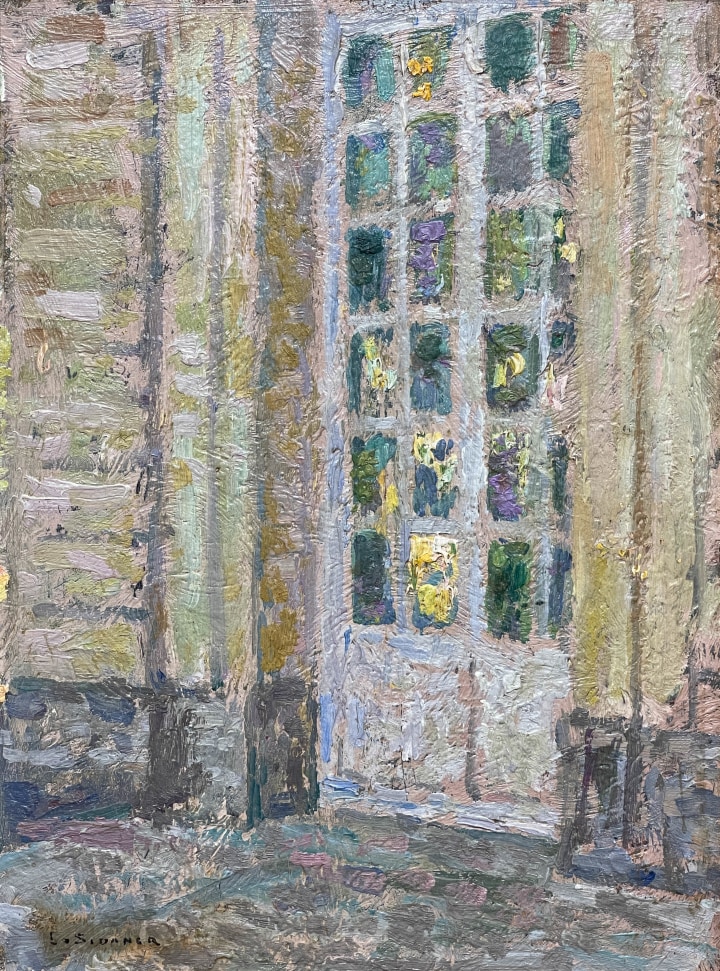 Henri Le Sidaner Porte Petit Trianon, Versailles Oil on panel 8 5/8 x 6 1/2 in 21.9 x 16.5 cm