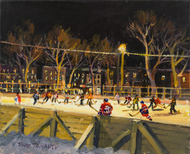 Terry Tomalty Night Game Oil on canvas 16 x 20 in 40.6 x 50.8 cm