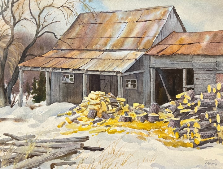 Henry J. Simpkins Morin Heights, Woodshed Watercolour 19 1/8 x 25 1/4 in 48.5 x 64 cm