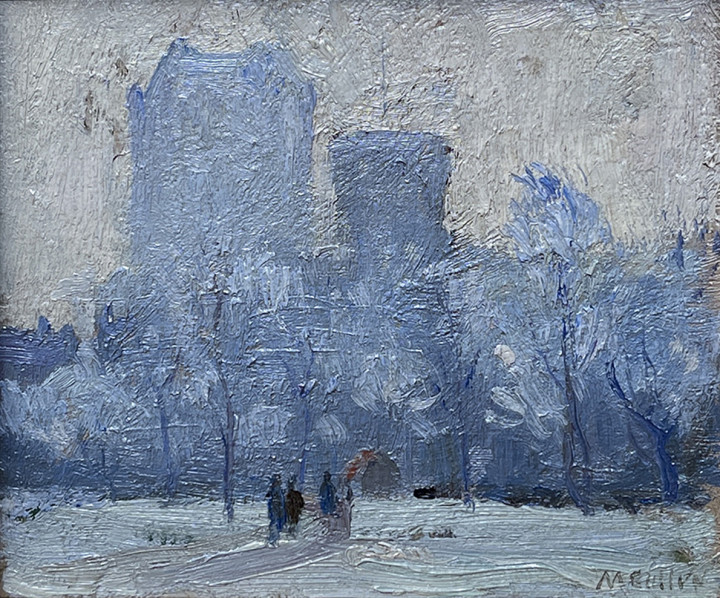 Maurice Cullen Dominion Square, Montreal, 1914 (circa) Oil on panel 6 x 7 in 15.2 x 17.8 cm Alan Klinkhoff Gallery Cullen Inventory No. AKG01580 Walter Klinkhoff Gallery Cullen Inventory No. 1580