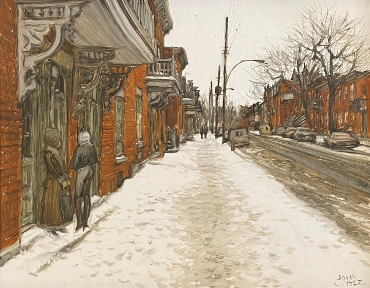 John Little Rue Laval vers Rachel, Montreal, 1979 Oil on canvas 16 x 20 in 40.6 x 50.8 cm