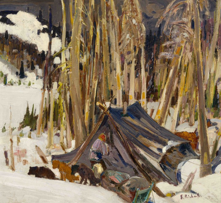 René Richard The Life of a Trapper in North West Manitoba Oil on panel 24 x 26 in 61 x 66 cm