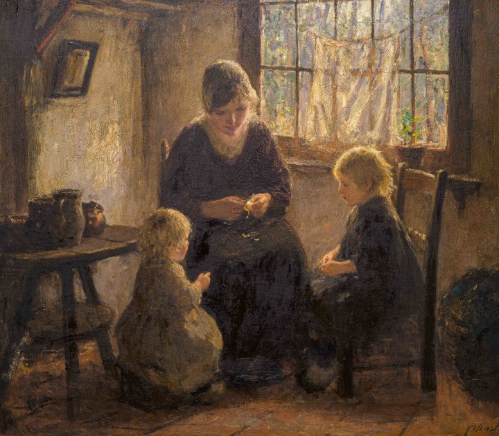 Bernard Pothast Mother & Children Oil on canvas 25 1/4 x 29 1/8 in 64 x 74 cm