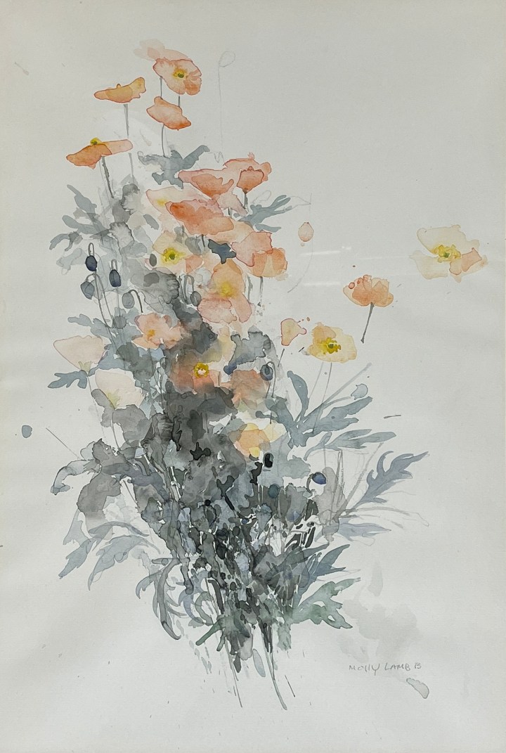 Molly Lamb Bobak Early Iceland Poppies Watercolour 22 x 15 in 55.9 x 38.1 cm
