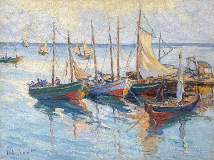 Rita Mount Boats Oil on canvas 18 x 24 in 45.7 x 61 cm