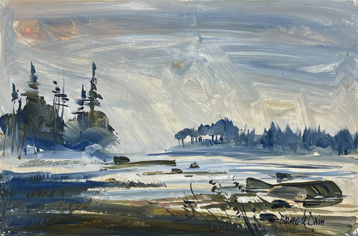 Bruce LeDain Barometer Falling, Deer Isle, Maine , 1981 (July) Oil on board 8 x 12 in 20.3 x 30.5 cm