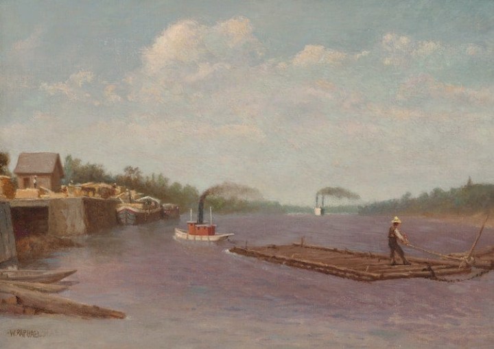 William Raphael Rafting on the Ottawa River Oil on canvas 12 x 17 in 30.5 x 43.2 cm
