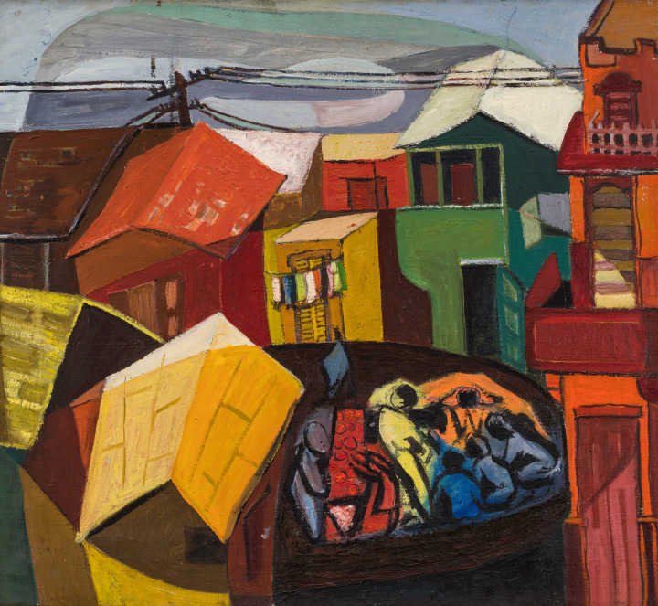 Tobie Steinhouse Craps Game - New York, 1947 Oil on canvas 20 x 22 in 50.8 x 55.9 cm