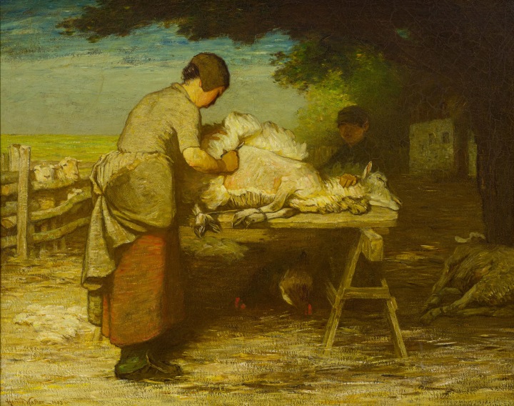 Horatio Walker Sheep Shearing, Île d’Orléans, 1903 Oil on canvas 33 x 42 in 83.8 x 106.7 cm