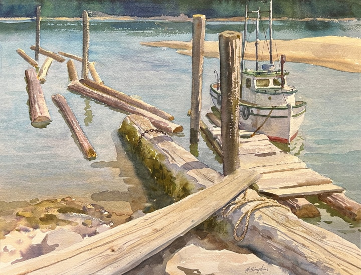Henry J. Simpkins Fishing Boat, Vancouver Island Watercolour 19 1/8 x 25 1/8 in 48.7 x 63.6 cm