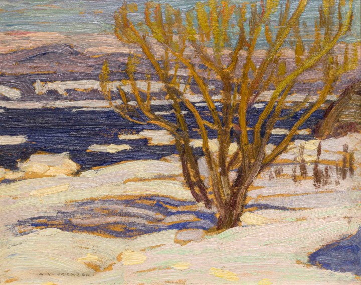 A.Y. Jackson On the St-Lawrence, 1921 (March) Oil on wood panel 8 3/8 x 10 5/8 in 21.3 x 27 cm