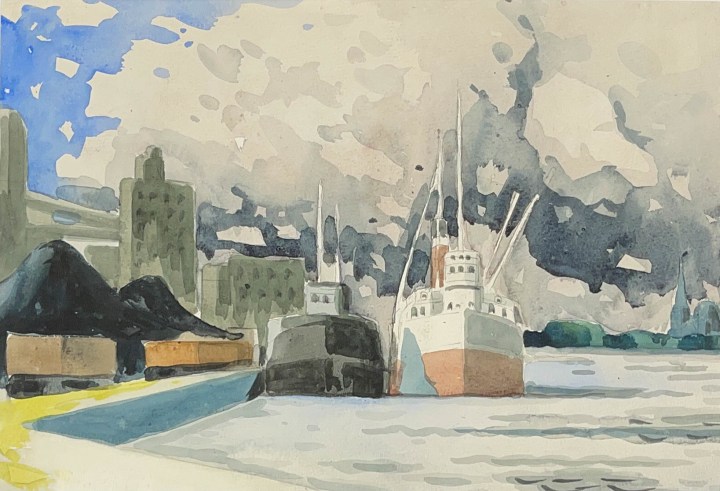 Marc-Aurèle Fortin Étude le Port , 1930 (circa) Watercolour 9 3/4 x 14 1/4 in 24.8 x 36.2 cm