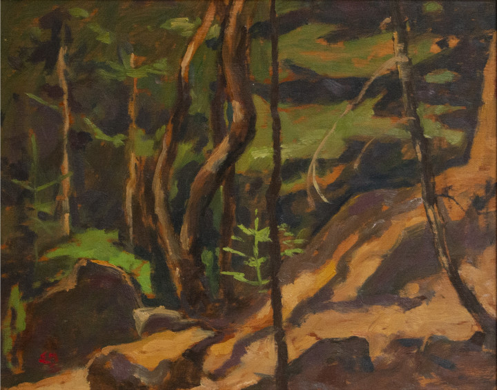 Edwin Holgate Thicket, Laurentians Oil on panel 8 1/2 x 10 1/2 in 21.6 x 26.7 cm