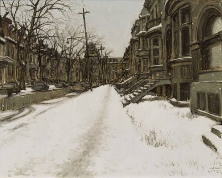 John Little Rue Laval entre Sherbrooke et Prince Arthur d’autrefois, Montréal, 1973 Oil on canvas 24 x 30 in 61 x 76.2 cm