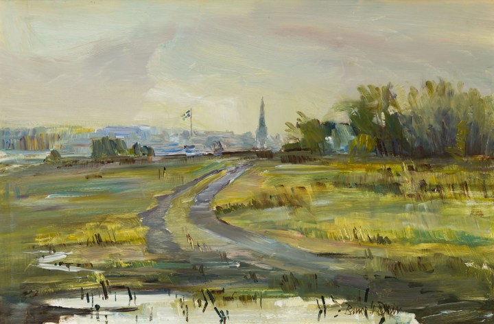 Bruce LeDain Country Road in La Prairie, Que. Oil on canvas board 12 x 18 in 30.5 x 45.7 cm