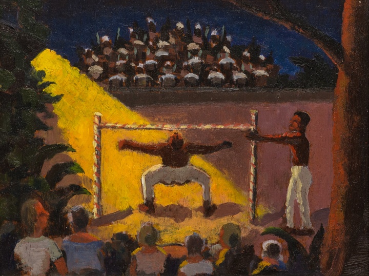 David R. Morrice Limbo Contest, Anchorage Hotel, Antigua Oil on panel 6 1/4 x 8 in 15.9 x 20.3 cm