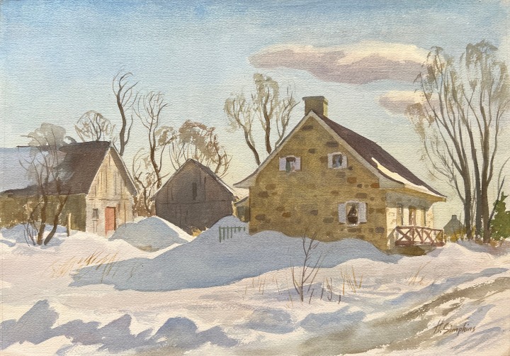 Henry J. Simpkins Farm House, Quebec Watercolour 14 3/8 x 20 1/2 in 36.5 x 52 cm