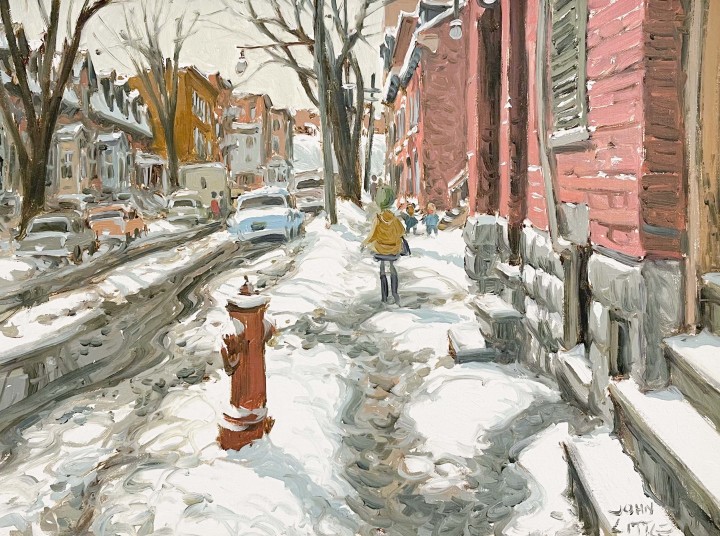 John Little Rue St Martin, St. Henri, Montreal, 1965 Oil on canvas board 12 x 16 in 30.5 x 40.6 cm