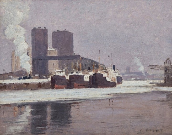 Robert Pilot Winter Break Up, Montreal Harbour, 1950 Oil on canvas 19 x 24 1/4 in 48.3 x 61.6 cm