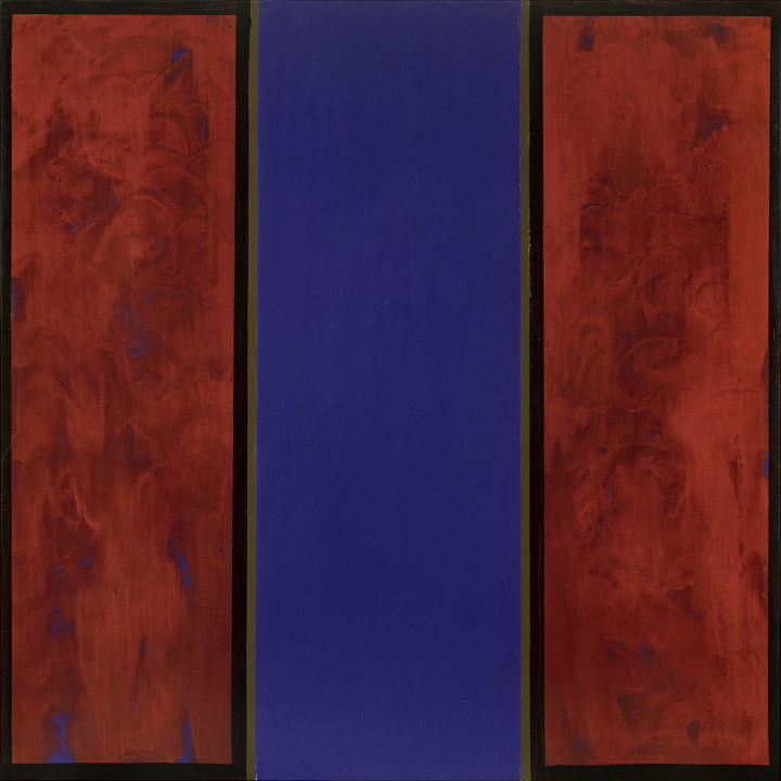 Jean McEwen A noir, corset velu des mouches éclatantes (Rimbaud), 1969 (circa) Acrylic on canvas 61 x 60 in 154.9 x 152.4 cm