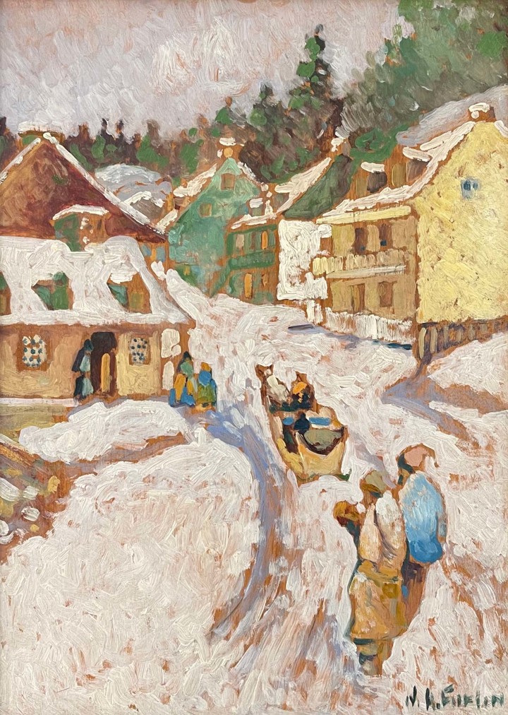 Marc-Aurèle Fortin Paysage rustique d'hiver Oil on panel 15 1/4 x 11 1/2 in 38.7 x 29.2 cm