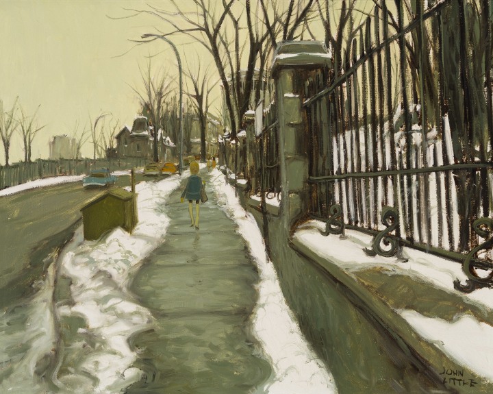 John Little 1928-2024Pine Ave., Montreal , 1968 signed, 'JOHN LITTLE' (lower right); titled, signed and dated, 'PINE AVE MONTREAL JOHN LITTLE '68' (verso, upper horizontal stretcher) Oil on canvas 16 x 20 in 40.6 x 50.8 cm