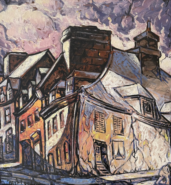 Marc-Aurèle Fortin Rue Couillard, Vieux Quebec, 1945 (circa) Oil on masonite 26 x 24 in 66 x 61 cm