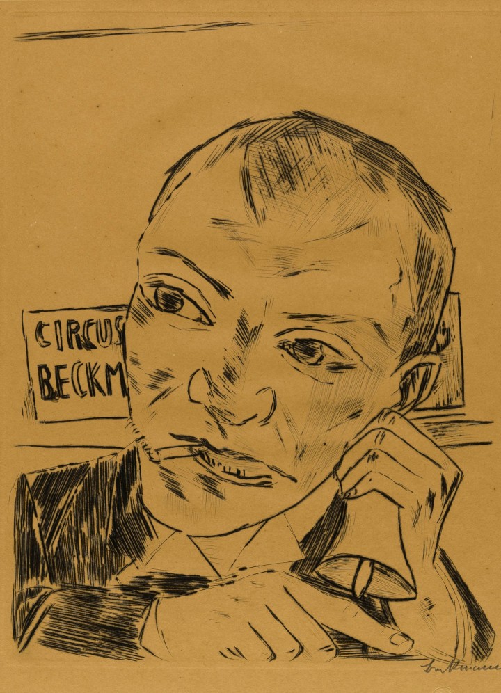 Max Beckmann The Barker (Self Portrait), 1921 Dry point etching 13 3/8 x 10 in 34 x 25.5 cm