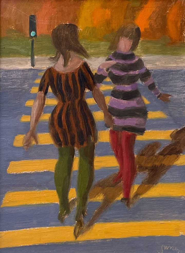 Philip Surrey Two Girls II Oil on panel 7 7/8 x 5 7/8 in 20 x 15 cm