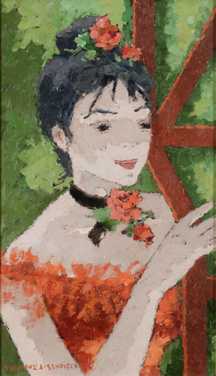 Suzanne Eisendieck Ballerine dans les coulisses Oil on canvas 16 1/4 x 9 1/2 in 41.3 x 24.1 cm