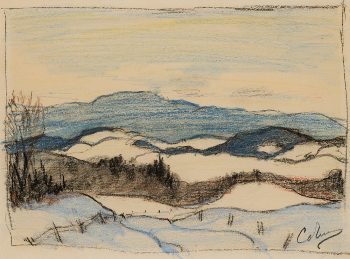 Frederick Simpson Coburn The Melbourne Road, Eastern Townships Crayon drawing 6 1/2 x 8 1/2 in 16.5 x 21.6 cm
