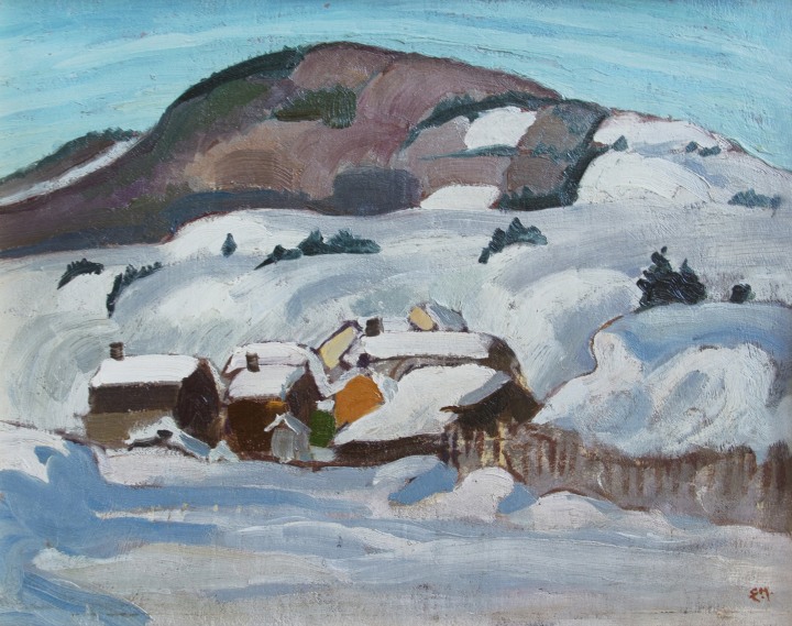 Edwin Holgate Quebec Village in Winter (Winter Landscape), 1930 (circa) Oil on panel 8 1/4 x 10 1/4 in 21 x 25.9 cm