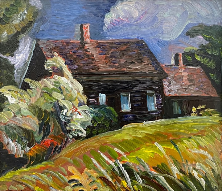 Sarah Robertson Old Vermont House Oil on panel 12 x 14 in 30.5 x 35.6 cm