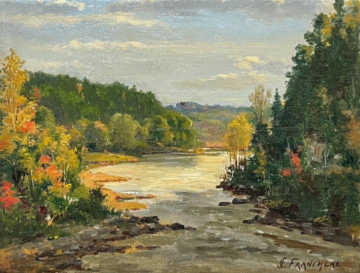 Joseph-Charles Franchère Autumn Landscape Oil on canvas laid down on a board 11 3/8 x 14 1/8 in 29 x 36 cm