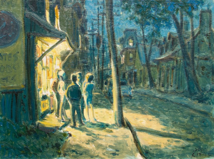 John Little Sketch Summer Night, rue de l’Hotel de Ville, Montréal, 1963 Oil on masonite 12 x 16 in 30.5 x 40.6 cm