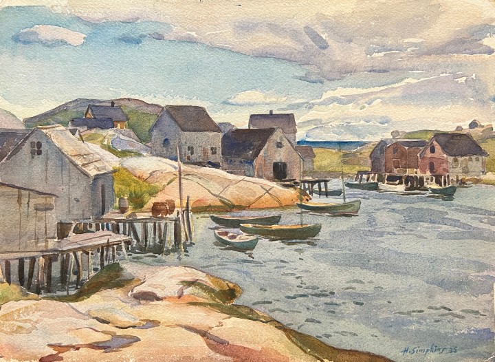 Henry J. Simpkins Peggy's Cove Watercolour 11 3/8 x 15 3/4 in 29 x 40 cm