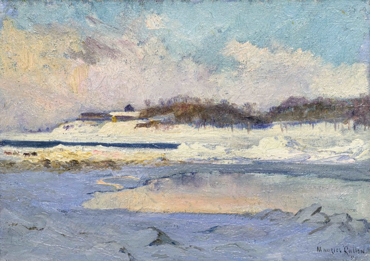 Maurice Cullen Winter Near Beaupré, 1899 Oil on canvas 10 x 14 in 25.4 x 35.6 cm Alan Klinkhoff Gallery Maurice Cullen Inventory No. AK01342 Walter Klinkhoff Gallery Cullen Inventory No. 1342