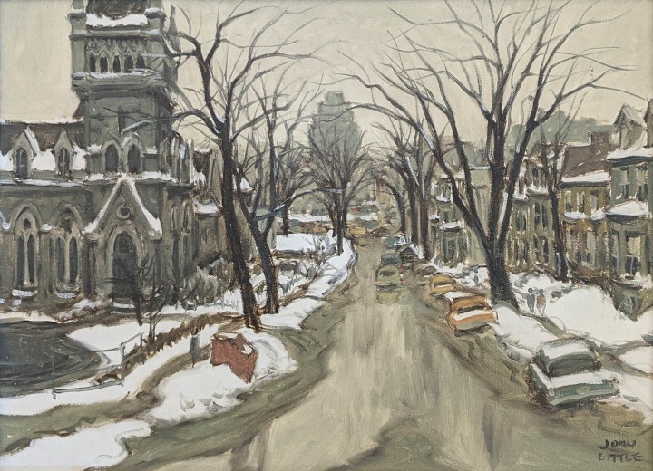John Little Old McTavish St. from MacGregor [sic], Montreal Oil on canvas board 12 x 16 in 30.5 x 40.6 cm