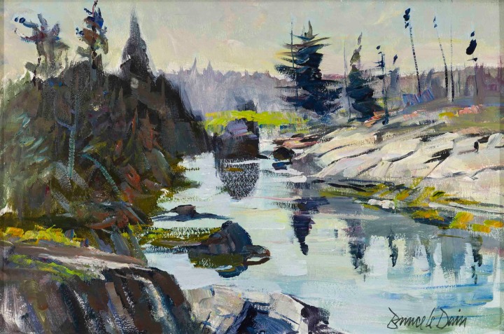 Bruce Le Dain Sea Ledges, Heckman Island, Mahone Bay, NS, 1985 Oil on board 8 x 12 in 20.3 x 30.5 cm