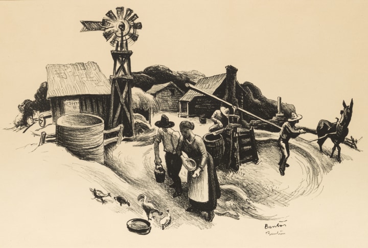 Thomas H. Benton Kansas Farmyard, 1936 Lithograph 11 x 16 1/2 in 27.9 x 41.9 cm