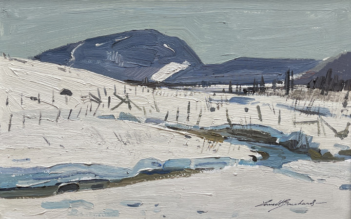 Lorne Bouchard Spring Creek, St. Fereole [sic] P.Q., 1966 (April) Oil on panel 8 x 12 in 20.3 x 30.5 cm