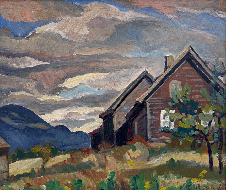 Nora Collyer House, Magog - Back Road to Orford, 1962 Oil on panel 12 x 14 in 30.5 x 35.6 cm