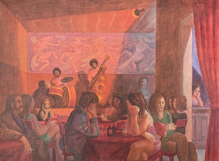 Philip Surrey Le Café La Bohème, 1972 Oil on canvas 18 x 24 in 45.7 x 61 cm